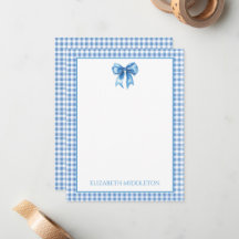 Preppy blauw en wit gingham en boog