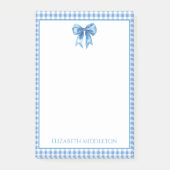 Preppy blauw en wit gingham en boog post-it® notes (Voorkant)