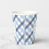 Preppy Blauw en Wit Plaid Baby shower Party Papieren Bekers (Rechts)