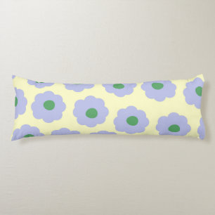 Preppy Blauw Groen Bloemen Eenvoudig Bloempatroon Lichaamskussen
