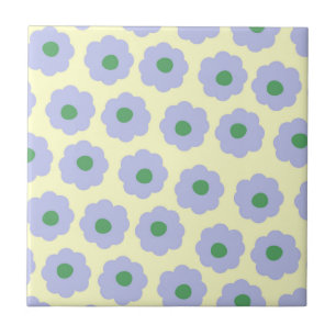 Preppy Blauw Groene Cute Hippie Bloem Patroon Tegeltje