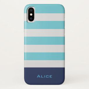 Preppy Blauw Monogram iPhone Case