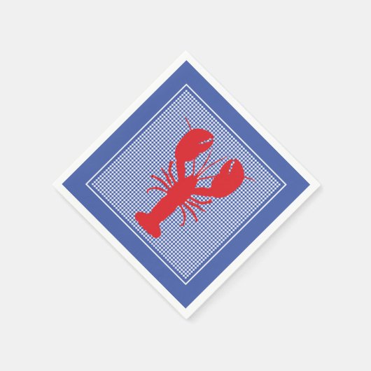 Preppy Blauw Wit Geruit Rode Kreeft BBQ Picknick Servet (Hoek)