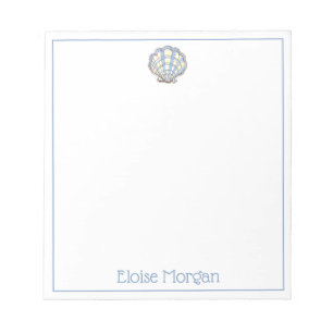 Preppy Blauwe en Gele Geruite Scallop Schelp Notitieblok
