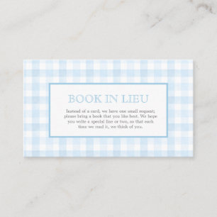 Preppy Blauwe Gingham Wapen Boek Inlay Visitekaartje