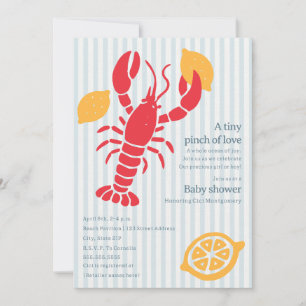 Preppy Blauwe Seersucker Streep Kreeft Baby Shower Kaart