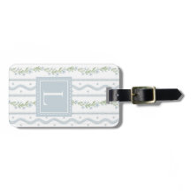Preppy bloemen gestreepte bagagelabel