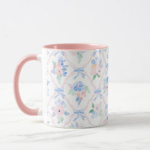 Preppy bloemenribbonerie waterverf bloemenstrikken mok