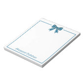 Preppy Blue and White Bow Personalized Notitieblok (Gedraaid)