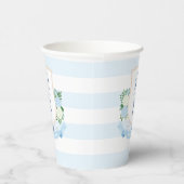 Preppy Blue and White Coastal Crest Baby shower Papieren Bekers (Rechts)