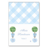 Preppy Blue Bow Boxwood Individual Place Card Kaart (Voorkant)