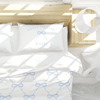 Preppy Blue Bow Sweet Dreams Accent Kussen