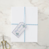 Preppy Blue Chinoiserie Kerstboom Ginger Jars Cadeaulabel (Met Touw)