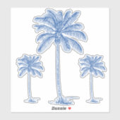 Preppy Blue Coastal Palmetto Palmbomen Sticker (Vel)