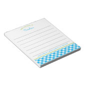 Preppy Blue en Green Script Gingham Lined Notitieb Notitieblok (Schuin)