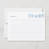 Preppy Blue en White Ginger Jars Recipcard Kaart (Achterkant)