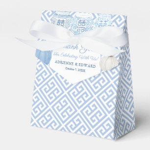 Preppy Blue en White Pumpkins Greek Key Weddenscha Bedankdoosjes