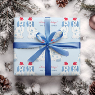 Preppy Blue en White Staffordshire Dogs Kerstmis Cadeaupapier