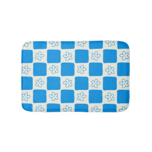 Preppy Blue Flower geruit patroon Badmat
