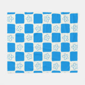 Preppy Blue Flower geruit patroon Fleece Deken (Voorkant (Horizontaal))
