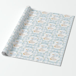 Preppy Blue Gekke Goose Boy Verjaardagsfeestje Cadeaupapier