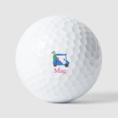 Preppy Blue Golf Cart gepersonaliseerd Golfballen (Voorkant)