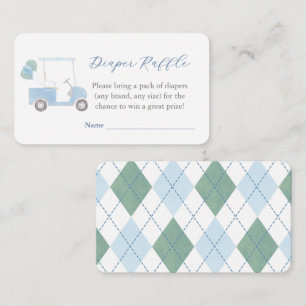 Preppy Blue Golfkar Luier Raffle Baby shower Informatiekaartje