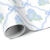 Preppy Blue Green Hydrangeas Cadeaupapier (Rol Hoek)