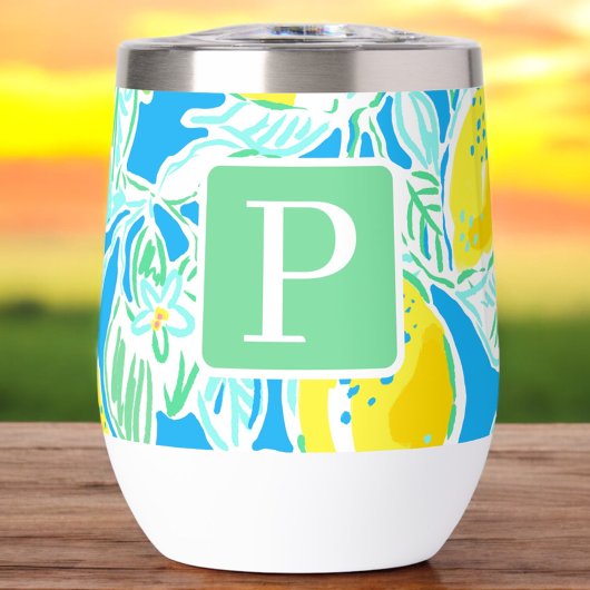 Préppy Blue Lemon Motif initial