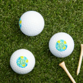 Preppy Blue Lemon Pattern Initiaal Golf Balls Golfballen (Insitu Gras)