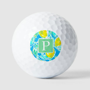 Preppy Blue Lemon Pattern Initiaal Golf Balls Golfballen
