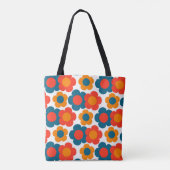 Preppy Blue Oranje Hippie Flower Pattern Draagtas (Achterkant)