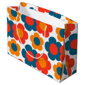 Preppy Blue Oranje Hippie Flower Pattern Groot Cadeauzakje (Achterkant Gekanteld)