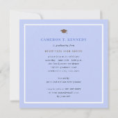 Preppy Blue Pin Stripes Photo Graduparty Kaart (Achterkant)