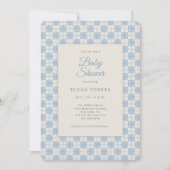 Preppy Blue Plaid Baby Shower Invitation (Devant)