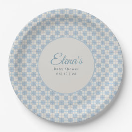 Preppy Blue Plaid Baby Shower  Papieren Bordje