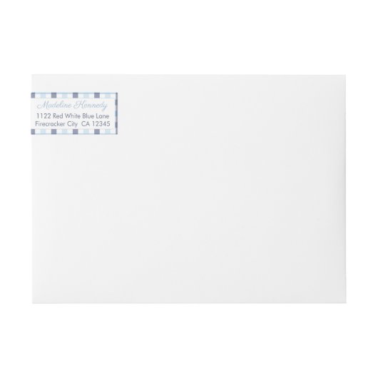 Preppy Blue Plaid Boy Baby shower retouradres (Voorkant)