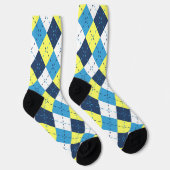 Preppy Blue Raspberry Lemon Yellow Argyle Sokken (Rechts)