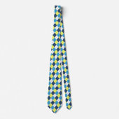 Preppy Blue Raspberry Lemon Yellow Argyle Stropdas (Voorkant)