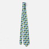 Preppy Blue Raspberry Lemon Yellow Argyle Stropdas (Achterkant)