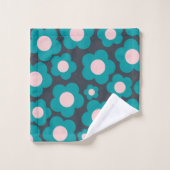 Preppy Blue Roze Hippie Flower Pattern Bad Handdoek (Wasdoekje)