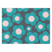 Preppy Blue Roze Hippie Flower Pattern Tafelkleed (Voorkant (Horizontaal))