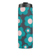 Preppy Blue Roze Hippie Flower Pattern Thermosbeker (Voorkant)