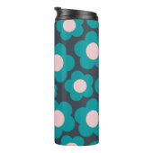 Preppy Blue Roze Hippie Flower Pattern Thermosbeker (Geroteerd rechts)