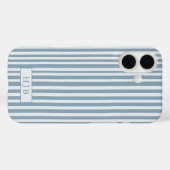 Preppy Blue Stripe Monogram  iPhone 16 Hoesje (Achterkant (horizontaal))