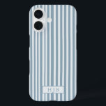 Preppy Blue Stripe Monogramme Joli iPhone 16 Coque<br><div class="desc">Preppy Blue Stripe Monogramme initial iPhone 16 Coque</div>