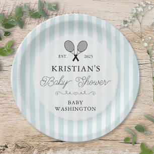 Preppy Blue Tennis Country Club Baby shower Papieren Bordje
