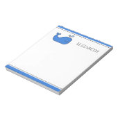 Preppy Blue Whale gepersonaliseerd Notitieblok (Gedraaid)