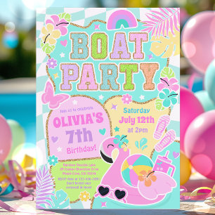 Preppy Boat Verjaardagsfeest Lake BBQ Boat Party Kaart