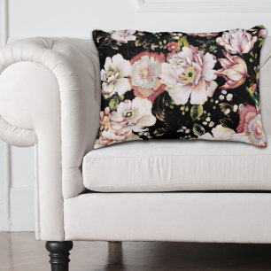 Preppy bohemian country girale zwarte florale accent kussen